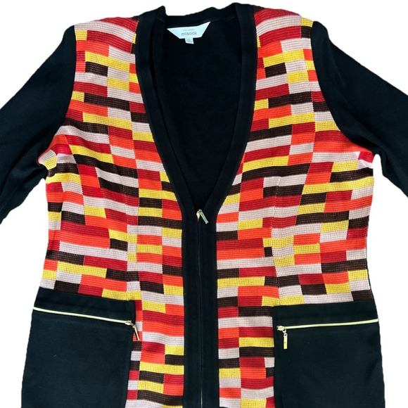 EXCLUSIVELY MISOOK Knit Cardigan Jacket Metallic Mosaic Zip Front Pockets XL - Picture 5 of 12